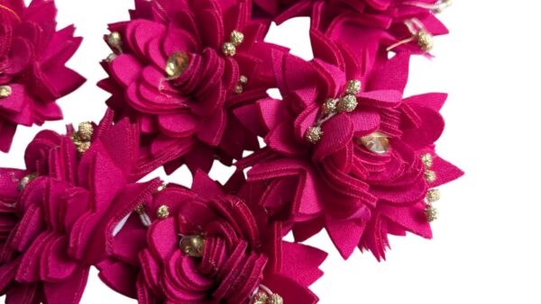 pack of 10 bright magenta or vivid pink shade, with a strong and lively hue fabric handmade flower raw material for fashion and hair accessories - Image 2