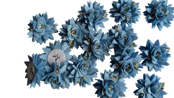 pack of 10 sky blue colour sunflower fashion accessories making raw material hair clip floral Jewellers for haldi mehandi and other wedding celebrations - Image 4