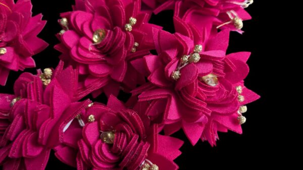 pack of 10 bright magenta or vivid pink shade, with a strong and lively hue fabric handmade flower raw material for fashion and hair accessories