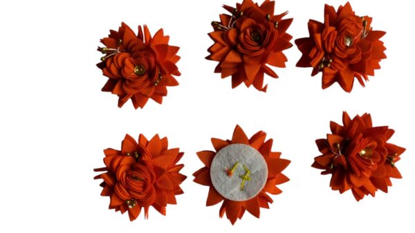 pack of 10 orange colour fabric made sunflower decorative and fashion accessories raw material like hair floral hair band wedding birthday or other celebration